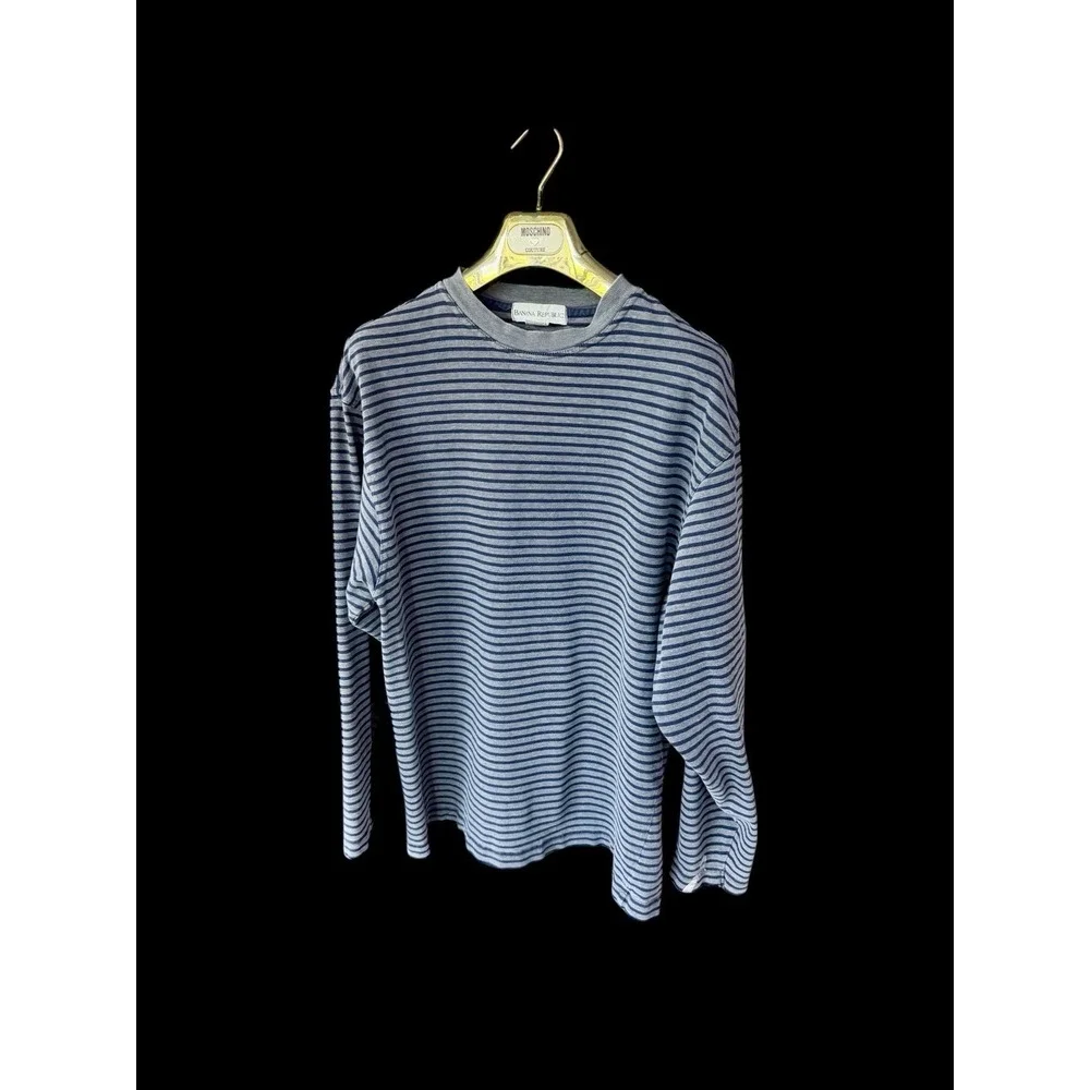 Vintage 90's Banana Republic Pullover‎ Sweater Medium Striped Distressed Cotton